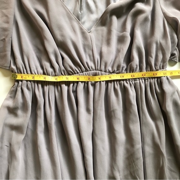 Show Me Your Mumu Emily Empire Sz 1X Dove Gray Flutter Sleeve Chiffon Bridesmaid - Picture 7 of 7